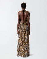 Abito lungo con scollo all'americana e stampa animalier - | Pinko