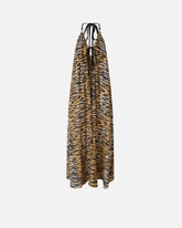 Abito lungo con scollo all'americana e stampa animalier - | Pinko