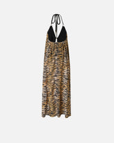Abito lungo con scollo all'americana e stampa animalier - | Pinko