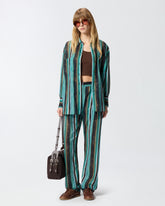 Camicia in cotone con righe effetto pennellato - | Pinko