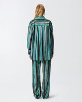 Camicia in cotone con righe effetto pennellato - | Pinko