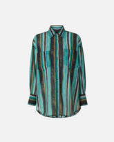 Camicia in cotone con righe effetto pennellato - | Pinko