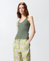 Top canotta a costine con logo - | Pinko