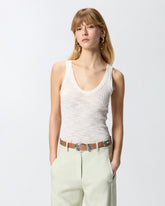 Ribbed vest top with logo - | Pinko