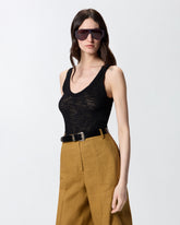 Ribbed vest top with logo - | Pinko