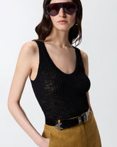 Ribbed vest top with logo - | Pinko
