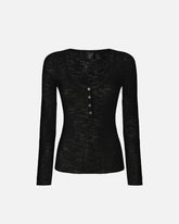 Lightweight ribbed cotton Henley sweater - | Pinko