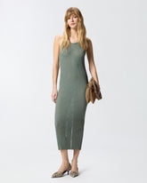 Eng anliegendes Midikleid mit Rippenmuster und Rissen - | Pinko