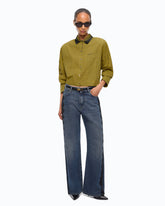 Cropped check shirt with jewel collar - | Pinko