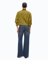 Chemise cropped à carreaux et col bijou - Multicolore Jaune-Noir | Pinko