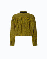 Cropped check shirt with jewel collar - | Pinko