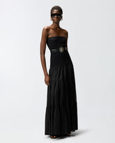 Robe longue avec haut côtelé et jupe à volants - | Pinko
