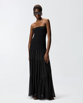 Robe longue avec haut côtelé et jupe à volants - | Pinko