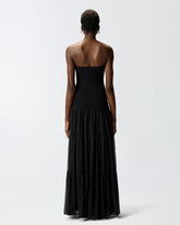 Μακρύ φόρεμα με ριμπ επάνω μέρος και βολάν στο κάτω - | Pinko