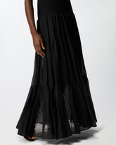 Μακρύ φόρεμα με ριμπ επάνω μέρος και βολάν στο κάτω - | Pinko