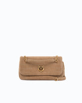 Sac à bandoulière moyen Love Bag Click Soft Horizontal en cuir embossé crocodile - Beige | Pinko