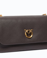 Love Bag Click Soft Horizontal medium crossbody bag in full-grain leather - Brown | Pinko