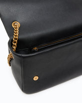Sac à bandoulière Love Bag Click Soft Horizontal moyen en cuir pleine fleur - Noir | Pinko
