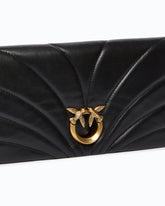 Mittlere Umhänge-Clutch Love Bag Click Horizontal aus Nappaleder mit Steppnähten - Schwarz | Pinko