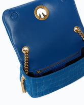 Borsa a tracolla Mini Love Bag Click Soft Horizontal in pelle stampa coccodrillo - Blu scuro | Pinko
