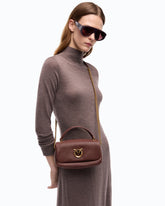 Borsa a tracolla Mini Love Bag Click Soft Horizontal in pelle fiore - Rosso Scuro | Pinko