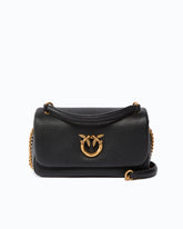 Torebka na długim pasku Mini Love Bag Click Soft Horizontal ze skóry licowej - Czarny | Pinko