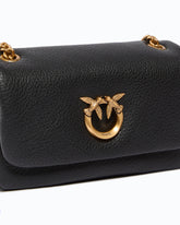 Torebka na długim pasku Mini Love Bag Click Soft Horizontal ze skóry licowej - Czarny | Pinko