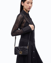 Love Bag Click Horizontal small crossbody clutch in quilted nappa leather - Black | Pinko