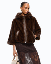 Faux fur blouson jacket with hood - | Pinko