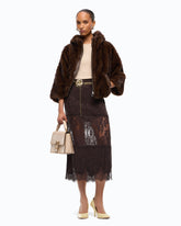 Faux fur blouson jacket with hood - | Pinko