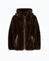Faux fur blouson jacket with hood - | Pinko