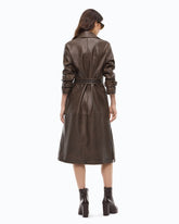 Gabardina efecto vintage con cinturón - Marrón | Pinko