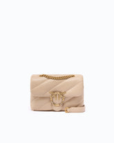 Sac à bandoulière Mini Love Bag Puff en cuir nappa matelassé avec boucle bijou - Beige | Pinko