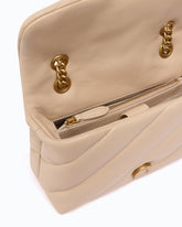 Sac à bandoulière Mini Love Bag Puff en cuir nappa matelassé avec boucle bijou - Beige | Pinko