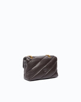 Borsa a tracolla Mini Love Bag Puff in nappa trapuntata con fibbia gioiello - Marrone | Pinko