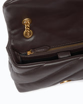 Borsa a tracolla Mini Love Bag Puff in nappa trapuntata con fibbia gioiello - Marrone | Pinko