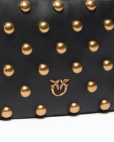 Mini One, Two, Three Bag in leather with shoulder strap and maxi studs - Black | Pinko