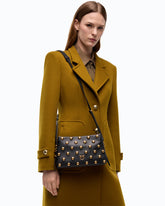 Mini One, Two, Three Bag in leather with shoulder strap and maxi studs - Black | Pinko