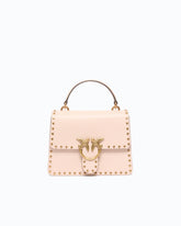 Mini Love Bag One Top Handle Light handbag in leather with mini studs - | Pinko