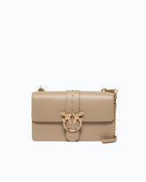 Borsa a tracolla media Love Bag One in pelle con fibbia gioiello - Beige | Pinko