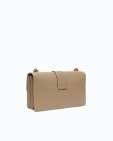 Borsa a tracolla media Love Bag One in pelle con fibbia gioiello - Beige | Pinko