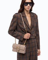 Sac à bandoulière Mini Love Bag One en cuir avec boucle bijou - Beige | Pinko