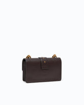 Borsa a tracolla Mini Love Bag One in pelle con fibbia gioiello - Marrone | Pinko