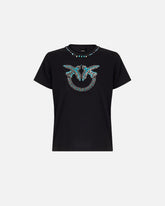 T-shirt z dużym biżuteryjnym haftem Love Birds - | Pinko