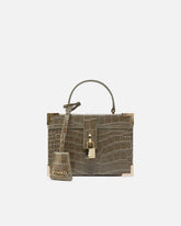 PINKO Galleria small crossbody vanity bag in crocodile-print leather - Grey | Pinko