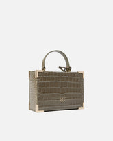 PINKO Galleria small crossbody vanity bag in crocodile-print leather - Grey | Pinko