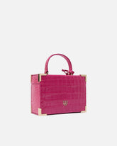 PINKO Galleria small crossbody vanity bag in crocodile-print leather - Fuchsia | Pinko