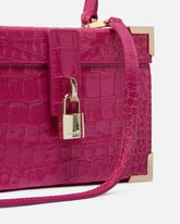 PINKO Galleria small crossbody vanity bag in crocodile-print leather - Fuchsia | Pinko