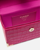 PINKO Galleria small crossbody vanity bag in crocodile-print leather - Fuchsia | Pinko