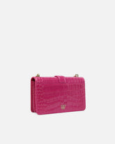 PINKO Galleria Love Bag Puff small crossbody bag in crocodile-print leather with jewel buckle - | Pinko